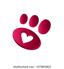 pet care logo, palm and silhouette of love, logo template