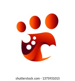 pet care logo, silhouette of love and palm, logo concept