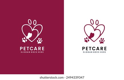 Vector de diseño de Plantilla de logotipo de cuidado de mascotas. Ilustración de diseño de logotipo de cuidado de mascotas. Logotipo de cuidado de mascotas con pata de perro.
