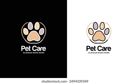 Pet Care Logo Template Design Vector. Pets Care Logo Design Illustration. Pet Care Logo with Dog paw.