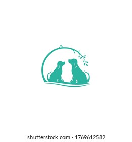 Pet care natural modern logo, animal symbol, pooch vector, illustration dog, canine nature design, hound sign.