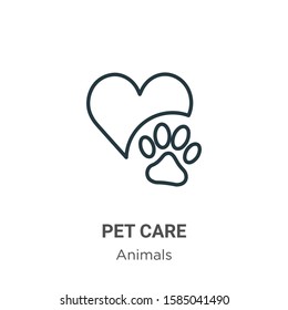 Pet care outline vector icon. Thin line black pet care icon, flat vector simple element illustration from editable animals concept isolated on white background
