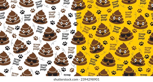 Pet care seamless pattern, scoop the poop background