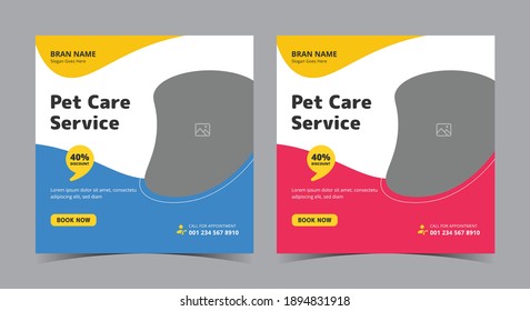 Pet Care Service Poster, Pet Care Social Media Post And Flyer