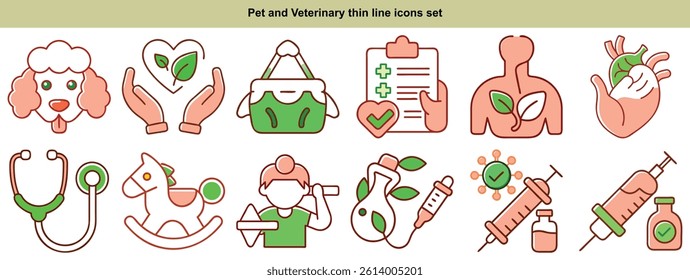 Pet and Veterinary Animal Care and Medical Icons Set