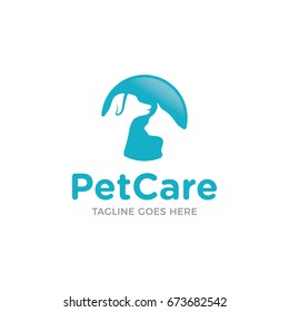 pet care shop dog with cat logo icon vector template