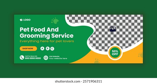 Pet care social media cover banner design template or animal web banner