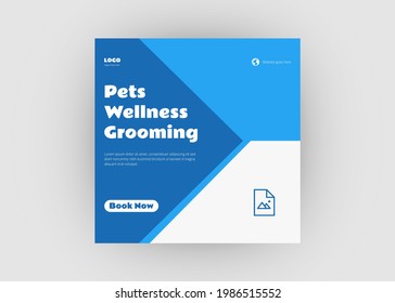 Pet care social media post design. Domestic animal care flyer template.
Pet shop flyer poster leaflet design.