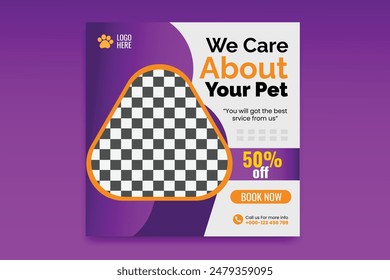 Pet care social media post and Instagram template design premium vector pet social media post 