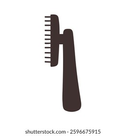 Pet care tool. Grooming 
comb silhouette on white isolated background. 
