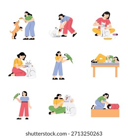 Pet Care Vector Flat Illustration Set 1