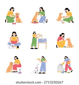 Pet Care Vector Flat Illustration Set 2