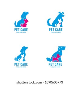 Cuidado con las mascotas. Plantilla de logotipo del vector. 