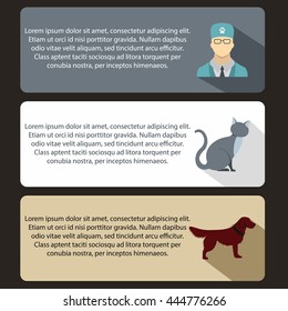 Pet care vet clinic banners set in flat style for any design