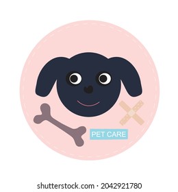 Pet care or veterinary clinic logo with dog, vector illustration