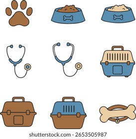 Cuidado de mascotas Veterinary Icon Set 50 Profesional Veterinary Clinic I
