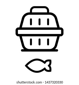 Pet carrier box. Dog or cat transportation container. Tool box icon. Vector isolated image.