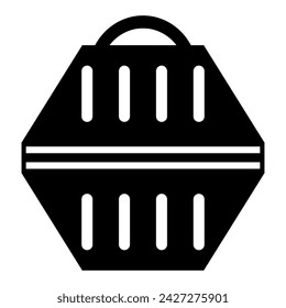 Portador de mascotas o carga de mascotas. Jaula vacía. Contenedor portátil para el transporte de animales. Cuidado. Ilustración vectorial plana. Transporte de vector de icono de transportador.