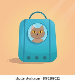 Pet carrier for cat Vector. Cartoon. Isolated art on white background. Flat