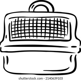 Pet carrier hand draw vector illustration