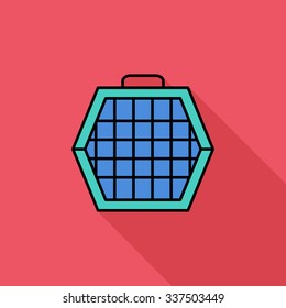 Pet carrier icon. Flat vector related icon with long shadow for web and mobile applications. It can be used as - logo, pictogram, icon, infographic element. Vector Illustration.