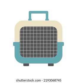 pet carrier icon isolated on white background, vector illustration of portable container, flat design 