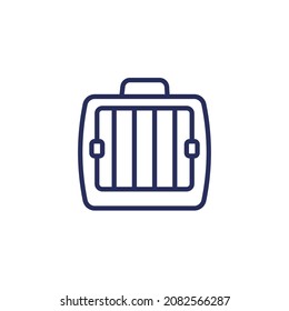 Pet carrier icon, line vector