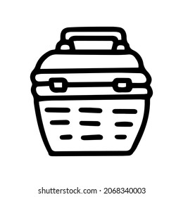 pet carrier line vector doodle simple icon
