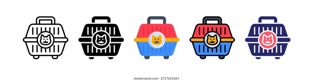 Pet Carrier Icono de Estilo Múltiple Conjunto de Colección..