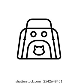 Pet carrier symbol. Comfortable animal travel. Cat carrier outline vector icon. Cage cat. Carrier crate. Animals. Isolated vector illustration.