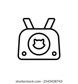 Pet carrier symbol. Comfortable animal travel. Cat carrier outline vector icon. Cage cat and dog. Carrier crate. Animals. Isolated vector illustration.