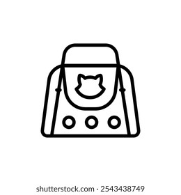 Pet carrier symbol. Comfortable animal travel. Cat carrier outline vector icon. Cage cat and dog. Carrier crate. Animals. Isolated vector illustration.