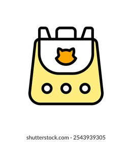 Pet carrier symbol. Comfortable animal travel. Cat carrier color vector icon. Cage cat and dog. Carrier crate. Animals. Isolated vector illustration.