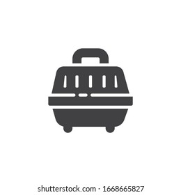 Pet carrier vector icon. filled flat sign for mobile concept and web design. Animals carrying box glyph icon. Symbol, logo illustration. Vector graphics