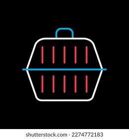 Pet carrier vector icon on black background. Pet animal sign. Graph symbol for pet and veterinary web site and apps design, logo, app, UI