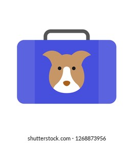 Pet carrier vector illustration, Baggage flat design icon