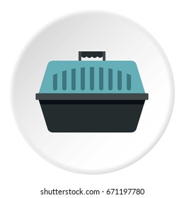 Pet carry case icon in flat circle isolated vector illustration for web