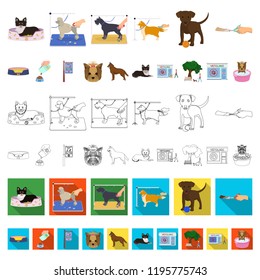 Pet cartoon icons in set collection for design. Care and education vector symbol stock web illustration.