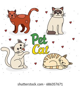 Pet cartoon illustration in doodle style