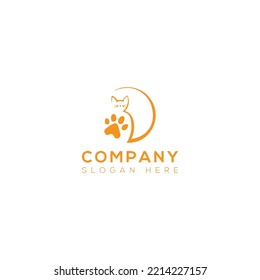 Pet cat animal vector logo design