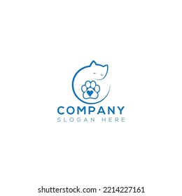 Pet cat animal vector logo design
