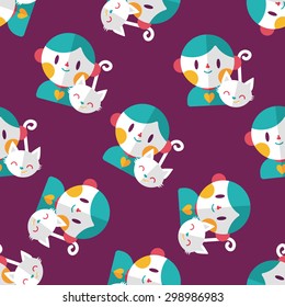 Pet cat and boy friendship flat icon,eps10 seamless pattern background