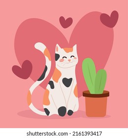 pet cat and cactus design