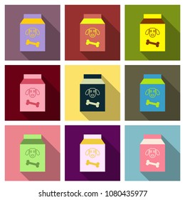 Pet cat and dog food bag sign simple icon on background