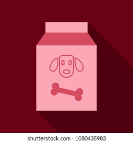 Pet cat and dog food bag sign simple icon on background