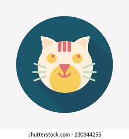 Pet cat flat icon with long shadow,eps10