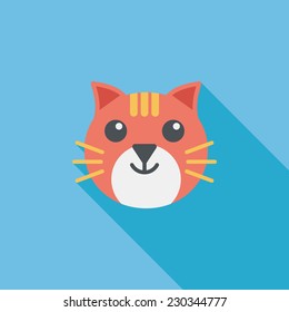Pet cat flat icon with long shadow,eps10