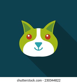 Pet cat flat icon with long shadow,eps10