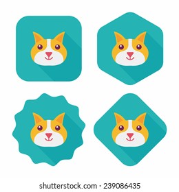 Pet cat flat icon with long shadow, eps10