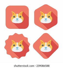 Pet cat flat icon with long shadow, eps10